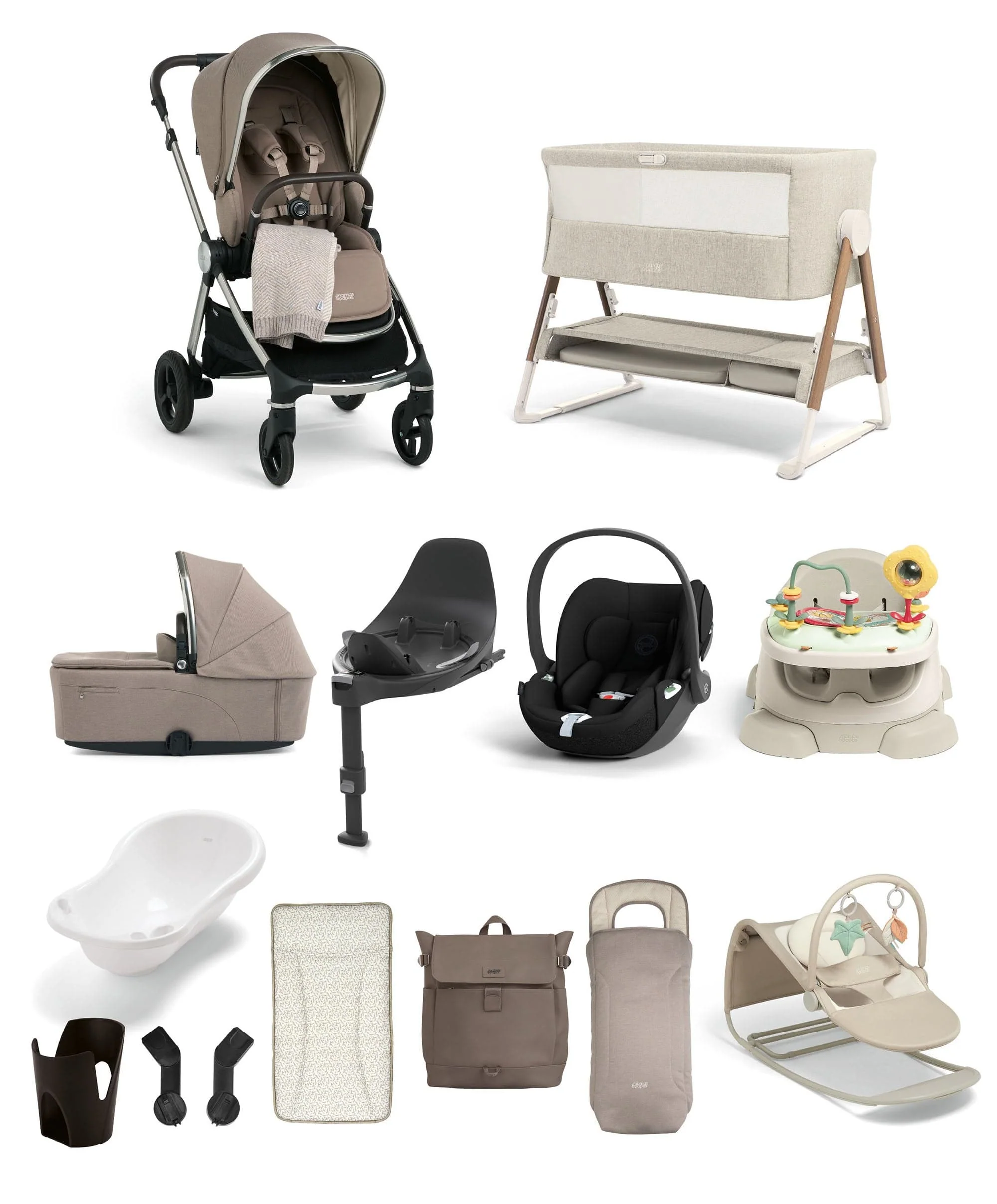 Vardo Pushchair Ultimate Newborn Bundle with Cybex Cloud T (14 Pieces) - Heritage