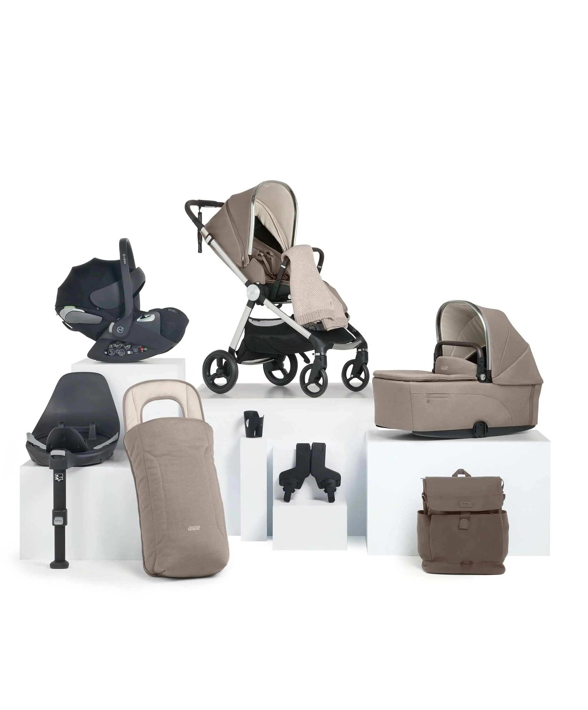 Vardo Pushchair Bundle with Cybex Cloud T Car Seat (9 Pieces) - Heritage