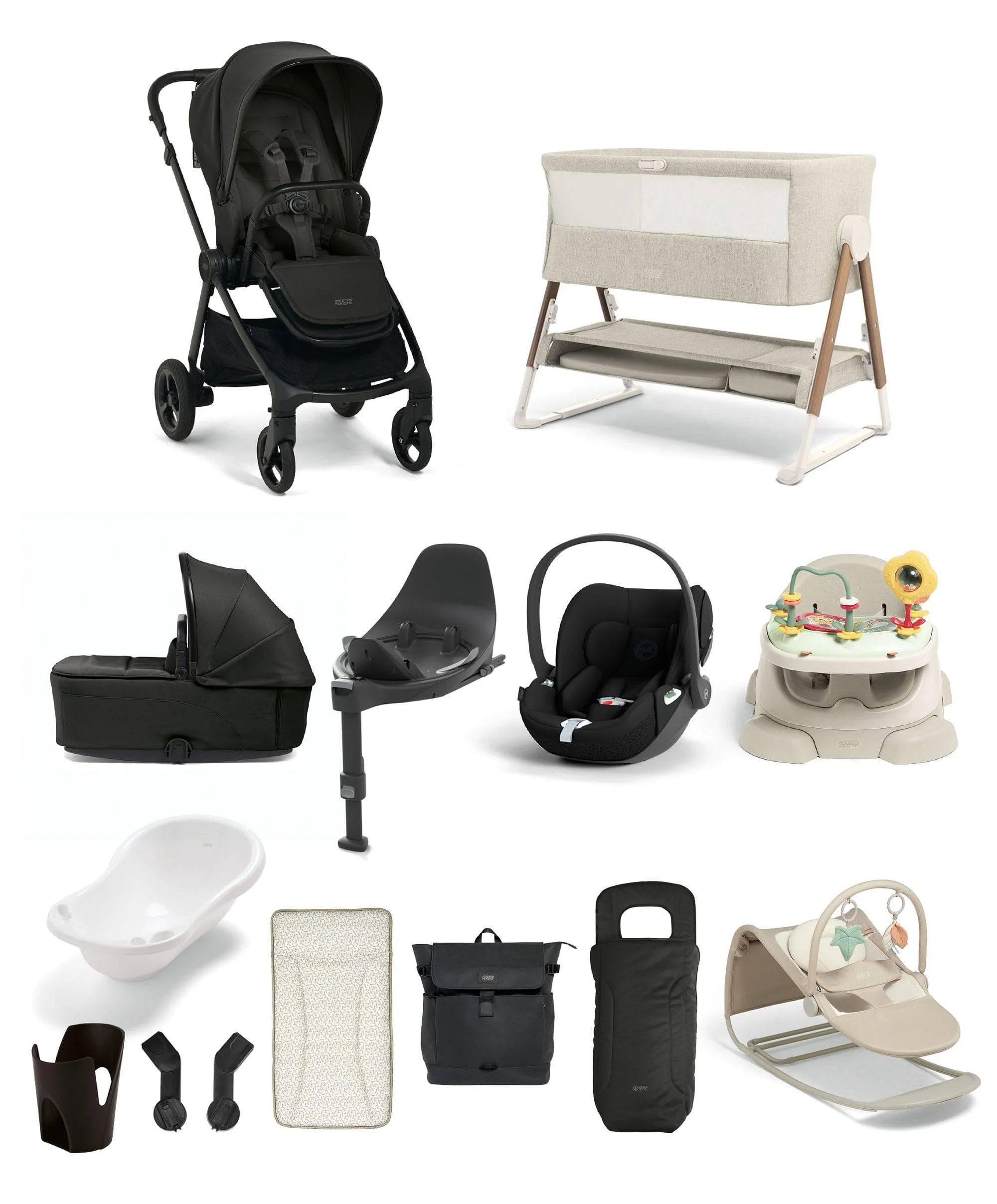 Vardo Pushchair Ultimate Newborn Bundle with Cybex Cloud T (13 Pieces) - Noir
