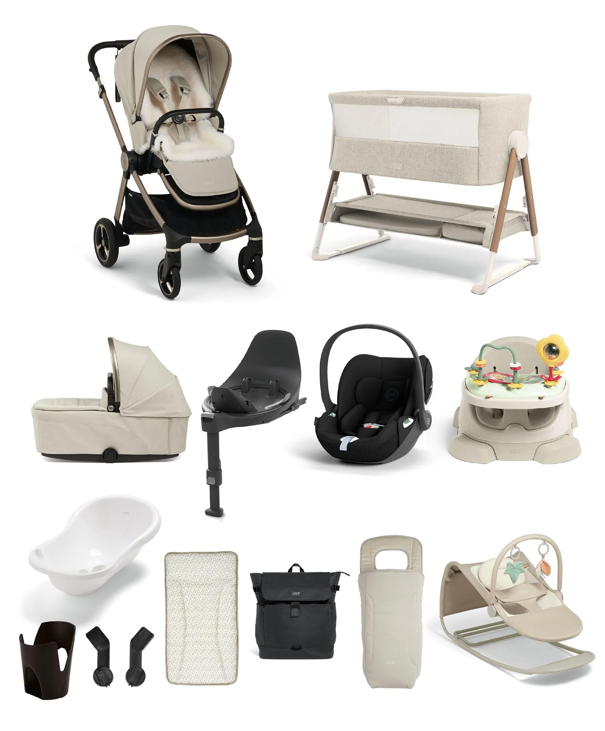 Vardo Pushchair Ultimate Newborn Bundle with Cybex Cloud T (14 Pieces) - Shell