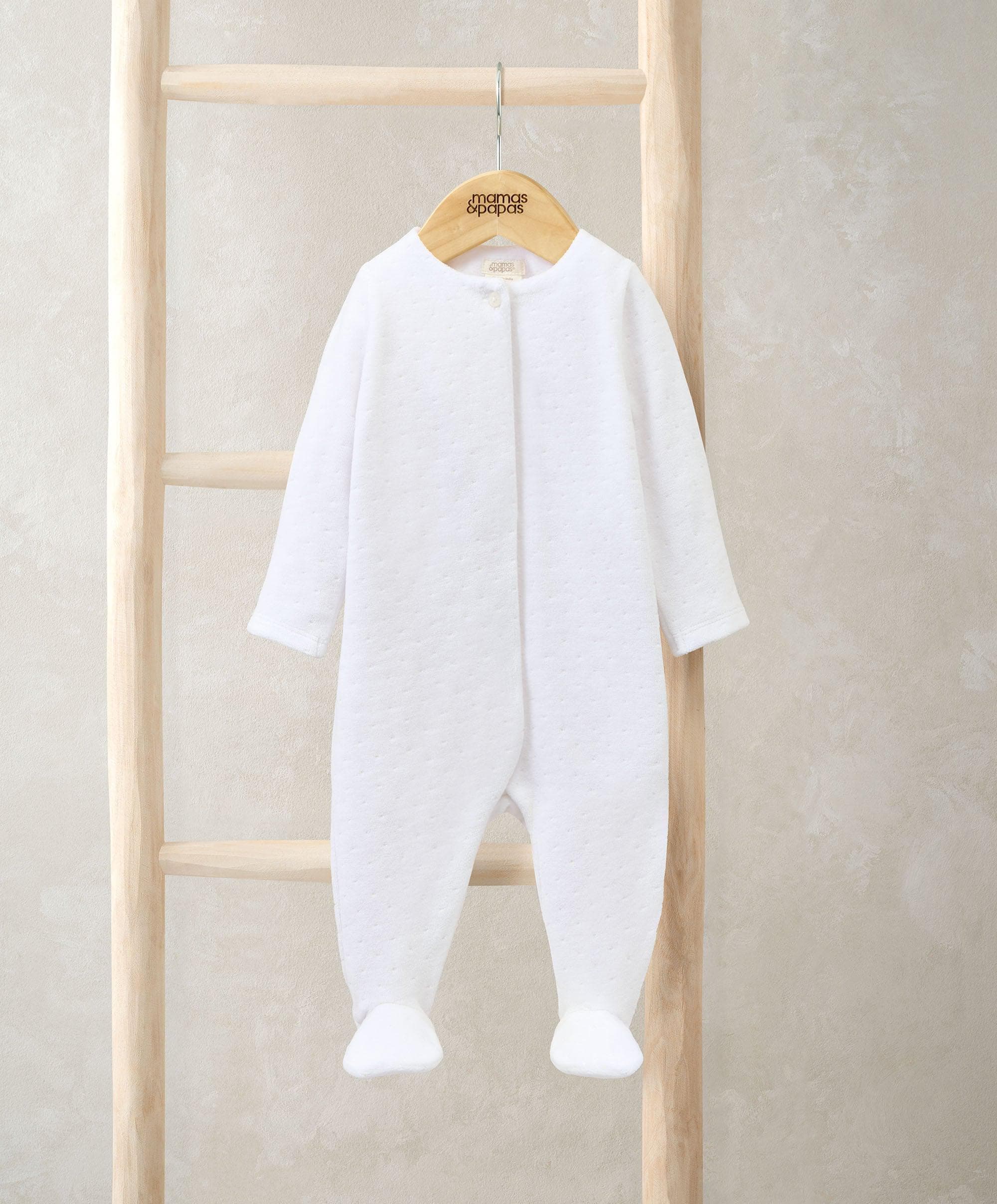 Textured Velour All In One - White