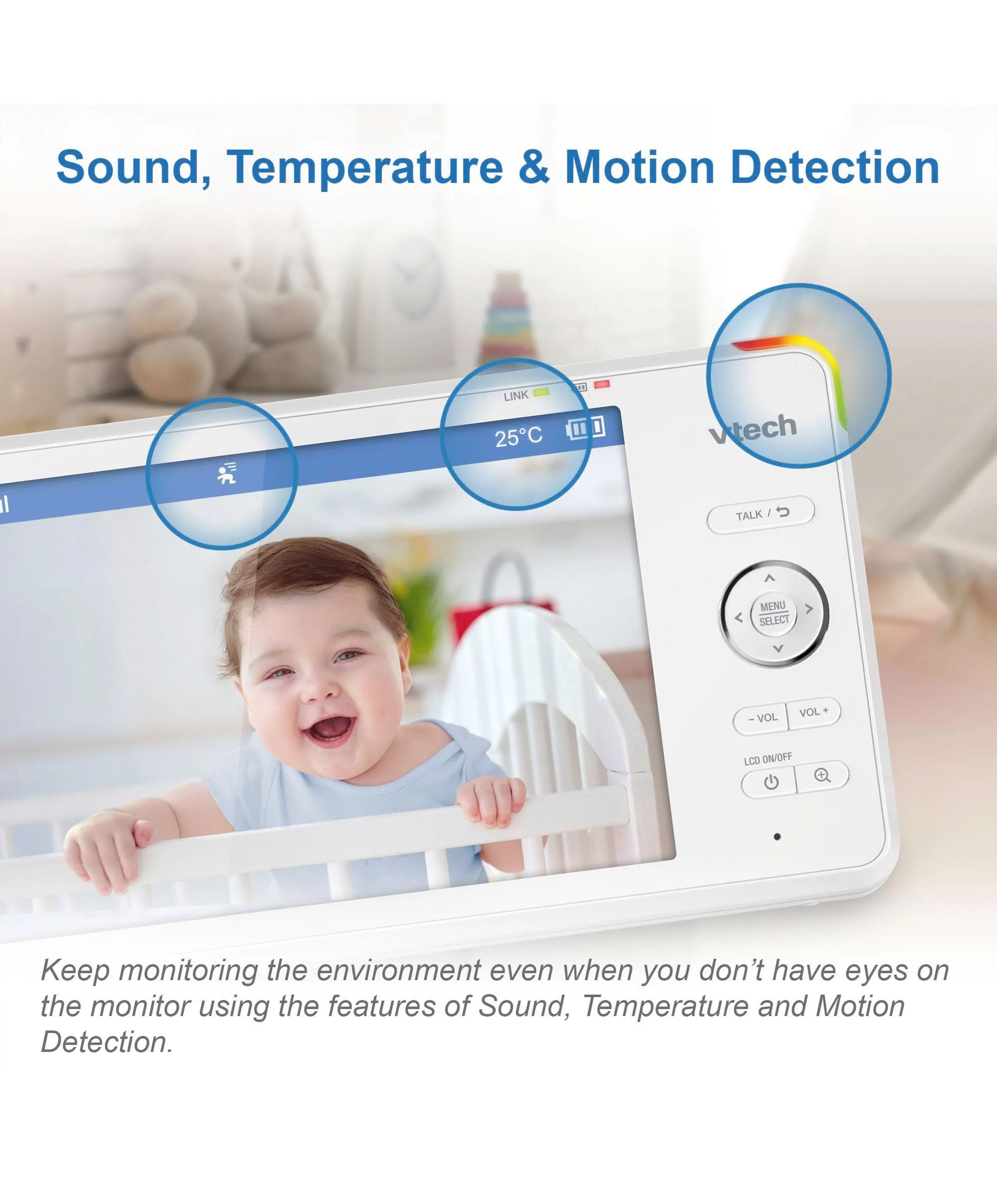 VTech RM7766HD 7 Smart Pan & Tilt Baby Monitor in White - Image 10