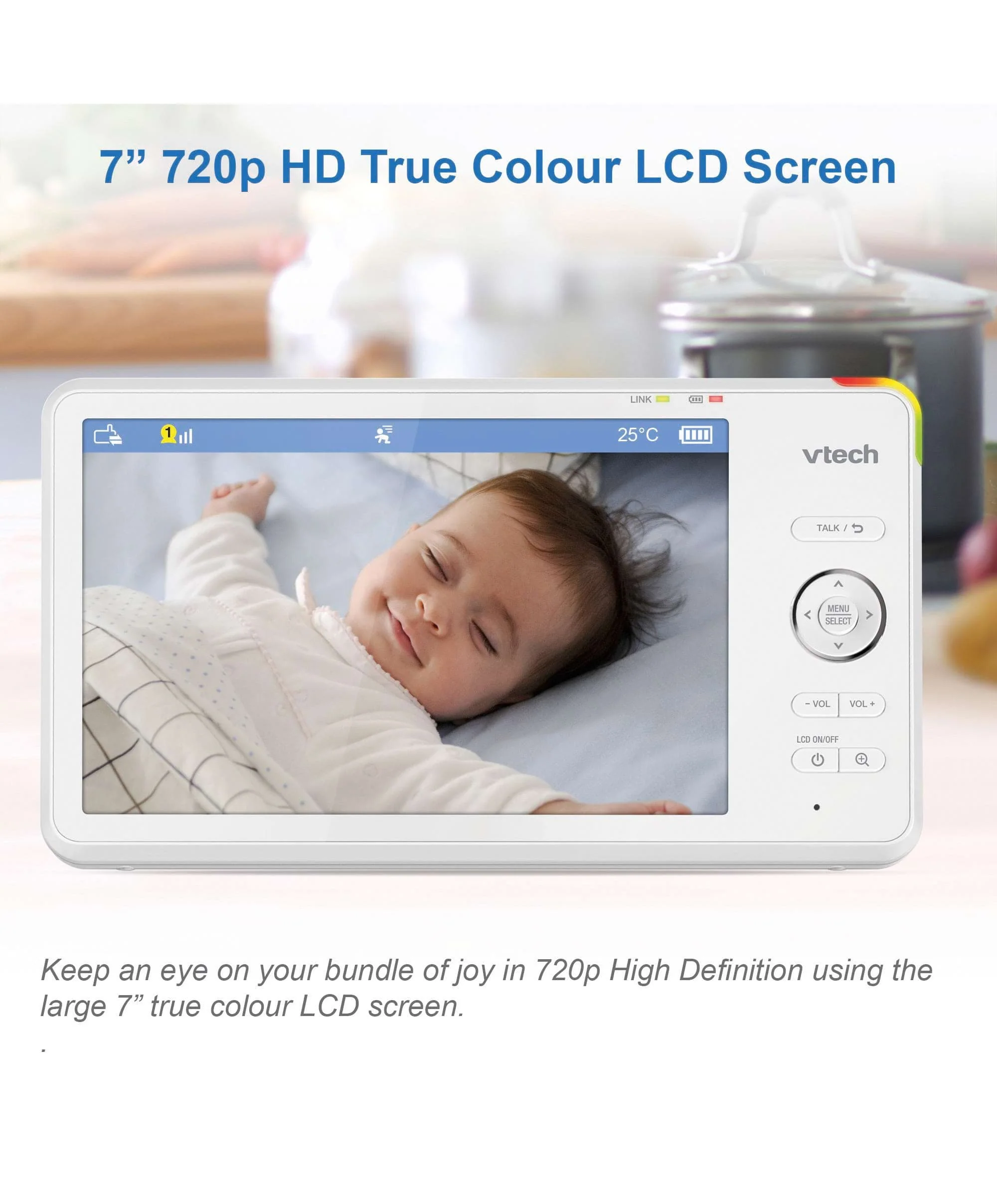 VTech RM7766HD 7 Smart Pan & Tilt Baby Monitor in White - Image 6