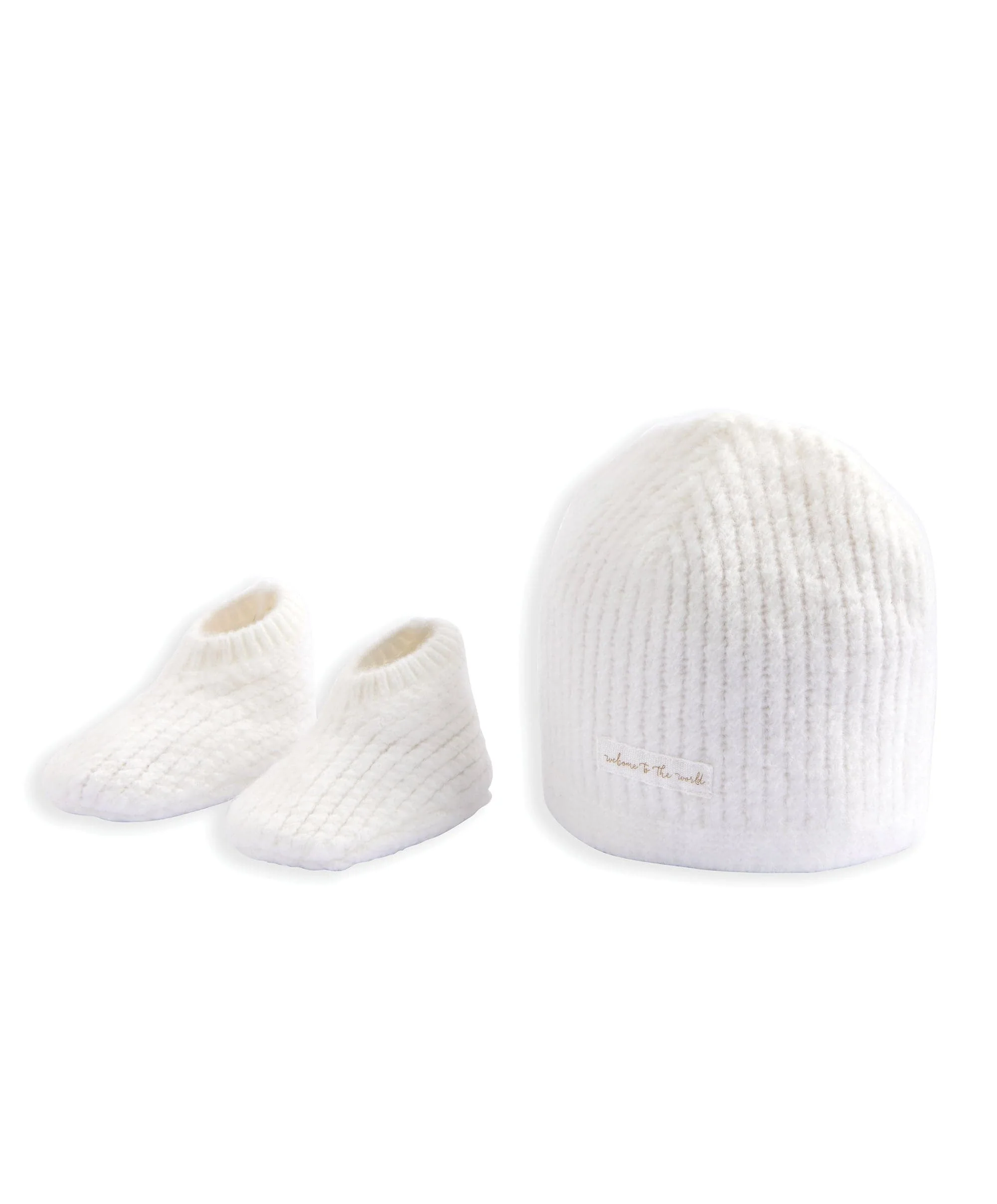 Waffle Knit Hat & Booties Set - White - Image 2