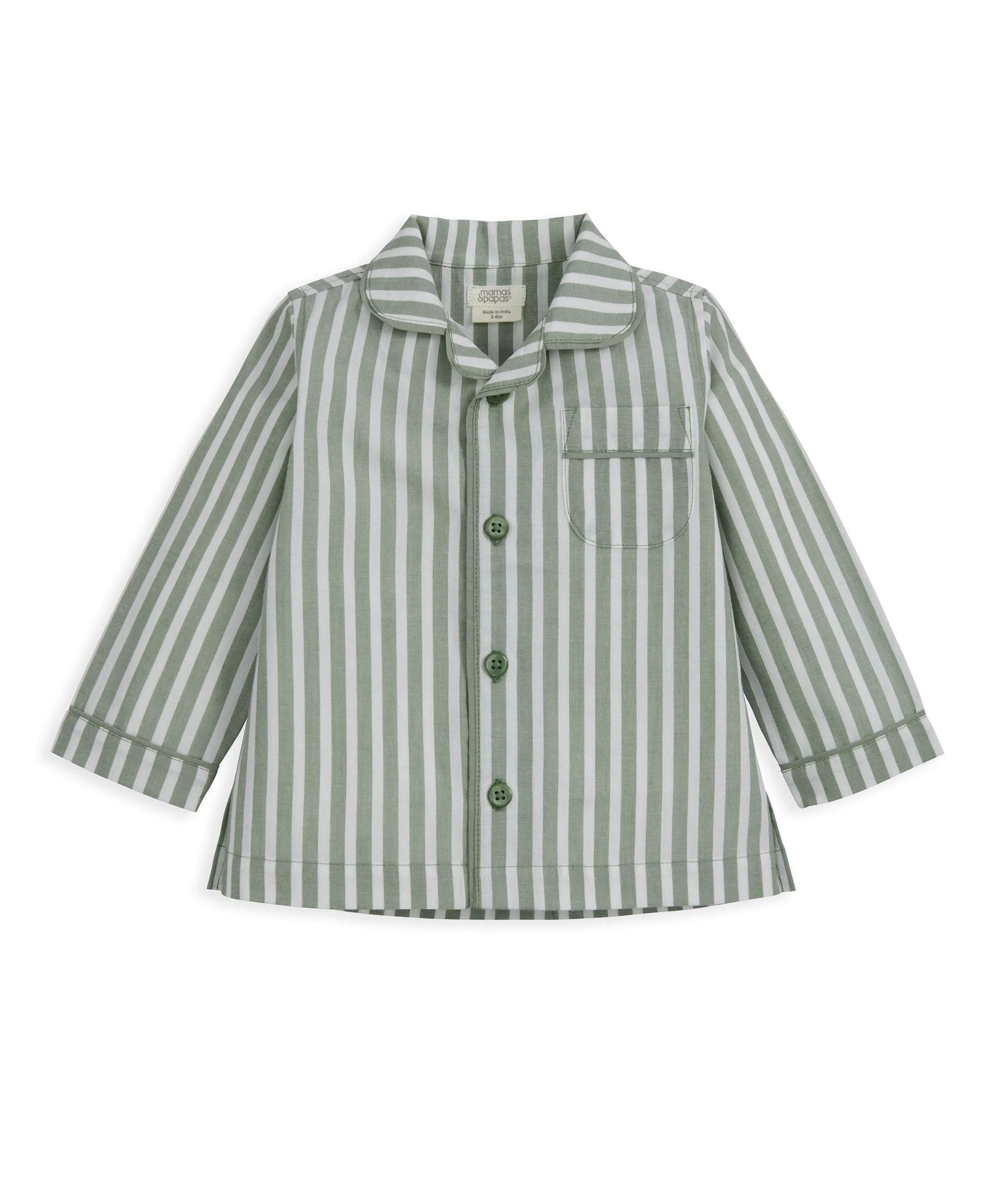 Woven Green Stripe Pyjamas - Image 3